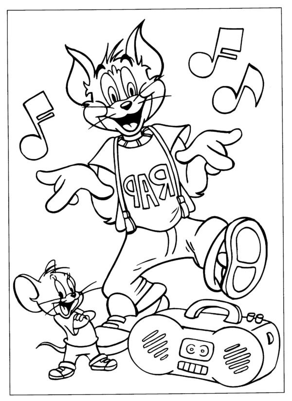 Tom i Jerry jako raperzy kolorowanka do druku